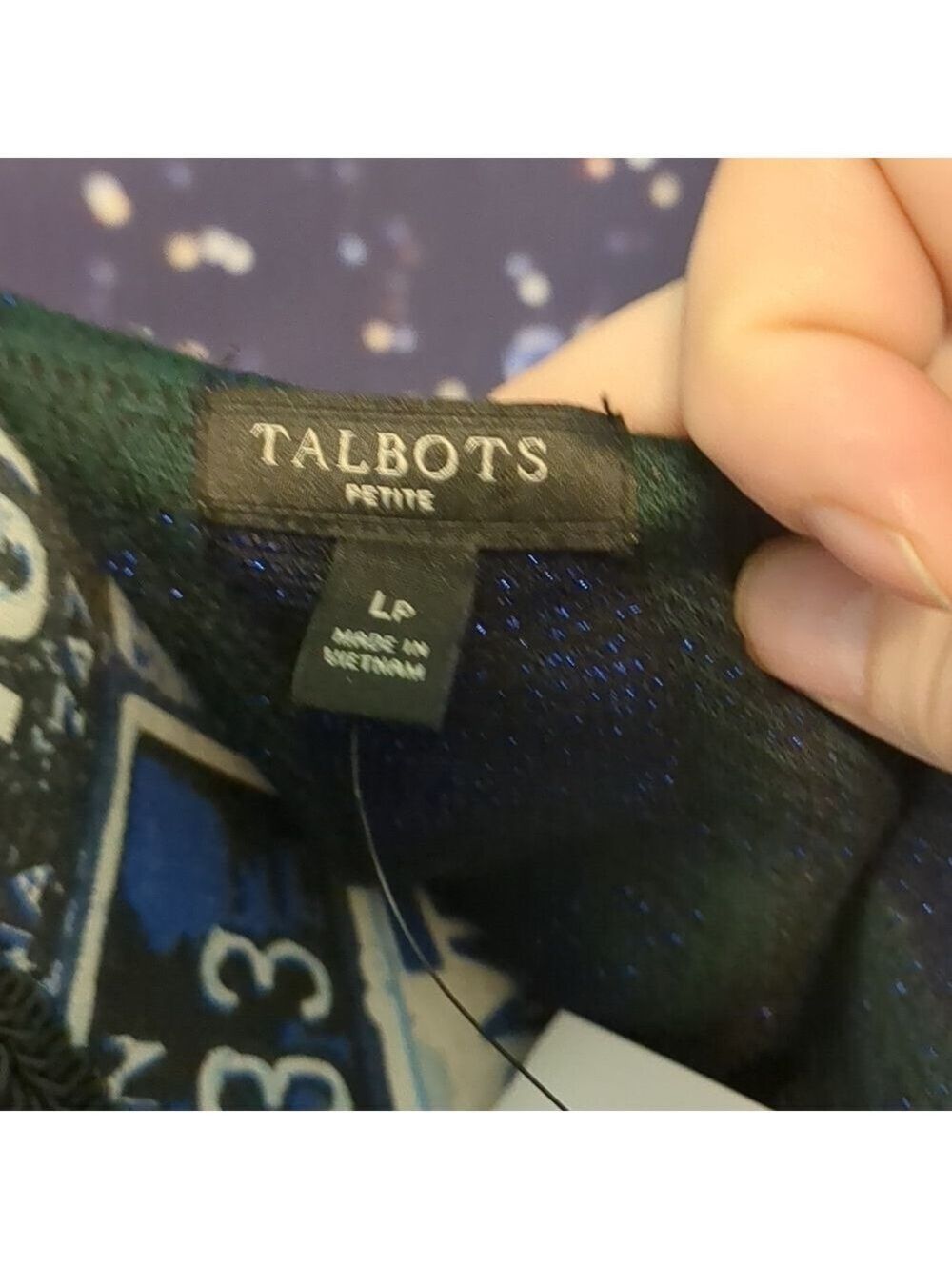 Talbot's purple green top size large petite - Picture 6 of 7